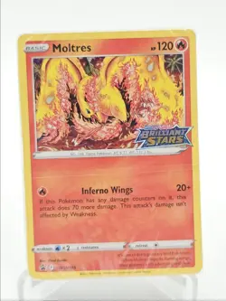 MOLTRES 2022 POKEMON BRILLIANT STARS STAMP BLACK STAR PROMO C #SWSH185 Q5677 - Image 1