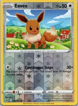 Pokemon TCG Eevee 205/264 Fusion Strike Rev Holo NM - Image 1