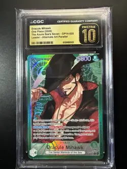 One Piece op14-eb04 Dracule Mihawk Alt Art Leader CGC 10 Pristine - Image 1