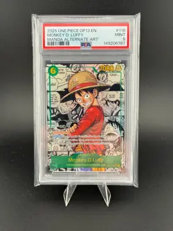 2025 ONE PIECE OP13-CARRYING ON HIS WILL MANGA ALT ART 118 MONKEY D LUFFY PSA 9 - Image 1