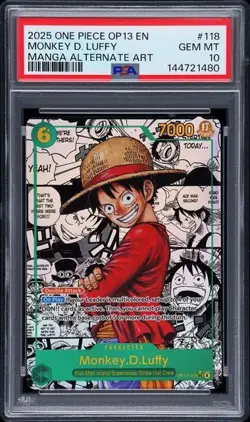 ONE PIECE MONKEY D. LUFFY 2025 OP13-CARRYING ON HIS WILL #118 ALT ART PSA 10 - Image 1