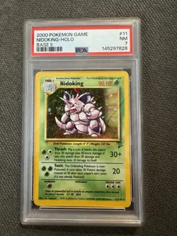 Pokemon Nidoking Holo Card 2000 11/130 Base Set 2, PSA 7 - Image 1