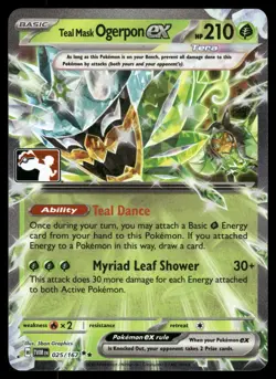Teal Mask Ogerpon ex - 025/167 TWM Prize Pack Series Cards Holo NM - Image 1
