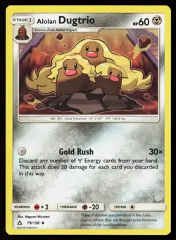 Alolan Dugtrio 79/156 Normal Pokemon TCG SM - Ultra Prism LP - Image 1
