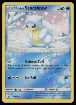 Alolan Sandshrew 19/145 Reverse Holo Pokemon TCG SM - Guardians Rising LP - Image 1
