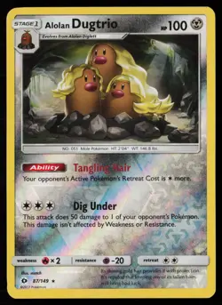 Alolan Dugtrio 87/149 Reverse Holo Pokemon TCG SM Base Set LP - Image 1