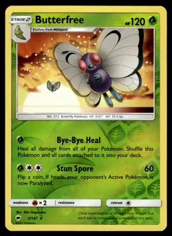 Butterfree Reverse Holo 3/147 Rare SM - Burning Shadows Pokemon - Image 1