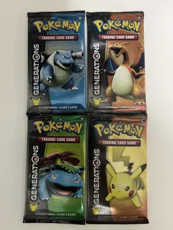 Pokemon XY Generations Booster Pack 20th Anniversary *SEALED* 4 PACKS ART SET - Image 1