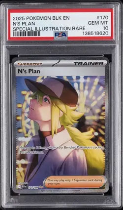 2025 POKEMON BLK EN-BLACK BOLT SPECIAL ILLUSTRATION RARE #170 N'S PLAN PSA 10 - Image 1