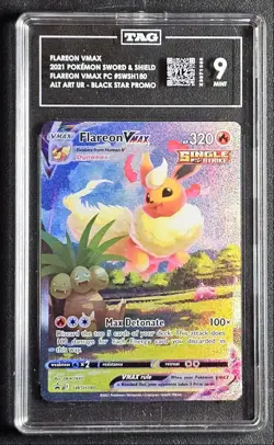FLAREON VMAX 2021 POKEMON BLACK STAR PROMO ALT ART SWSH180 TAG 9 Q6463 - Image 1