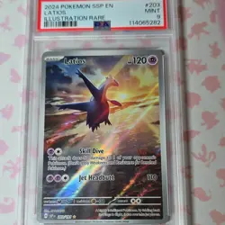 Pokemon TCG Latios Sv08 Surging Sparks Illustration Rare Holo PSA 9 203/191 2024 - Image 1