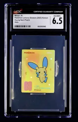 Pokemon 2023 Korean Lemona Sticker Minun Holo CGC 6.5 POP 1 TOP POP ✨ CUTE - Image 1