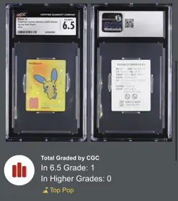 Pokemon 2023 Korean Lemona Sticker Minun Holo CGC 6.5 POP 1 TOP POP ✨ CUTE - Image 2
