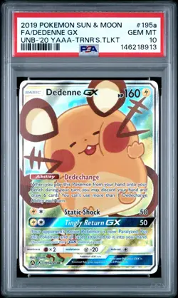 Pokemon TCG Dedenne GX 195A/214 Alternate Art - PSA 10 Gem Mint - Image 1