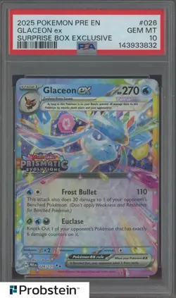 2025 Pokemon PRE EN Surprise Box Exclusive #026 Glaceon ex PSA 10 GEM MINT - Image 1
