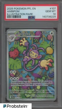 2025 Pokemon PFL EN Illustration Rare #107 Ambipom PSA 10 GEM MINT - Image 1