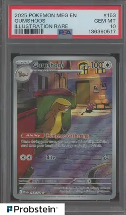 2025 Pokemon MEG EN Illustration Rare #153 Gumshoos PSA 10 GEM MINT - Image 1