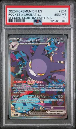 2025 Pokemon Team Rocket’s Crobat ex Special Illustration Rare 234/182 PSA 10 - Image 1