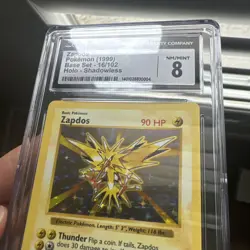 1999 Pokemon Base Set Shadowless Holo Zapdos #16 CGC 8 NM-MT - Image 3