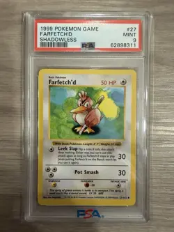 1999 Pokemon Shadowless Farfetch’d PSA 9 Mint #27 Base Set - Image 1
