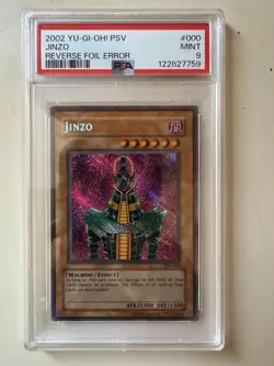 Yu-Gi-Oh! 2002 Jinzo PSV-000 Reverse Foil Error Secret Rare PSA 9 MINT - Image 1