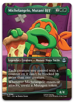 Michelangelo, Mutant BFF (Borderless) #198 (NM) TMT Magic MTG - Image 1