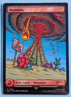 Secret Lair x SpongeBob MTG Basic Lands Mountain 1942 Magic The Gathering - Image 1