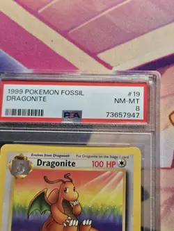 1999 Pokemon Fossil Dragonite 19/62 Non Holo PSA 8 - Image 3
