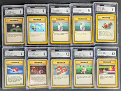 Lot (10) 1999 Pokemon Assorted CGC Graded Trainer Cards w/ Pokedex - Image 1