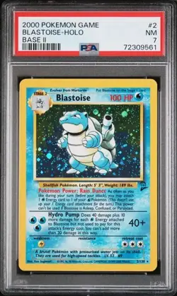 2000 Pokemon Base Set 2 Blastoise Holo PSA 7 *SWIRL* - Image 1