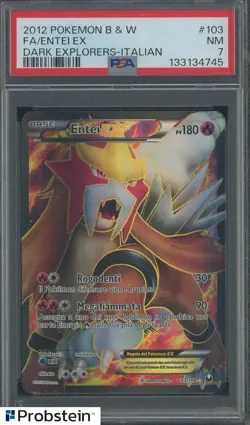 2012 Pokemon B & W Dark Explorers Italian #103 Entei Ex Fa PSA 7 NM - Image 1