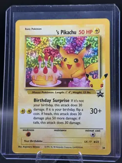 Pokemon Birthday Pikachu 24 Celebrations Classic Collection Holo NM - Image 1