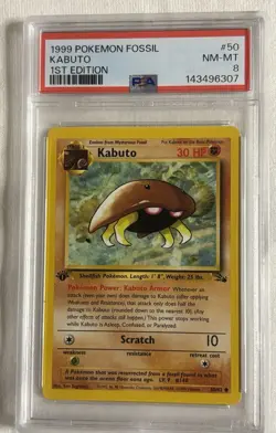 👑Kabuto Fossil First 1st Edition Pokemon TCG PSA 8 50/60 NM MT - King Kabuto 👑 - Image 1