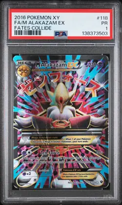 2016 POKEMON XY FATES COLLIDE #118 FULL ART/M ALAKAZAM EX PSA 1 - Image 1