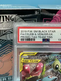 Pokemon Celebi & Venusaur GX Tag Team Tins Full Art Promo SM167 PSA 10 - Image 2