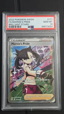 Pokemon - Marnie's Pride 171 **GEM MINT PSA 10** Full Art Brilliant Stars - Image 1