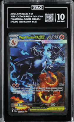 Pokemon Mega Charizard X ex 2025 Mega Evolution #125/094 Special Il. Rare TAG 10 - Image 1