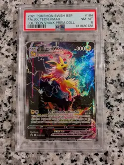 Pokemon Jolteon VMAX Premium Coll. Full Art Promo SWSH184 PSA 8 - Image 1
