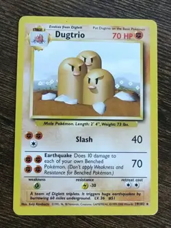 Pokemon Dugtrio 19/102 Base Set UK Print 1999-2000 - Image 1