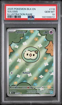 2025 POKEMON BLK EN-BLACK BOLT ILLUSTRATION RARE #118 SOLOSIS PSA 10 - Image 1