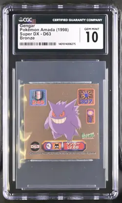 Pokemon Amada 1998 Gengar Bronze JPN Super DX D63 CGC 10 - Image 1