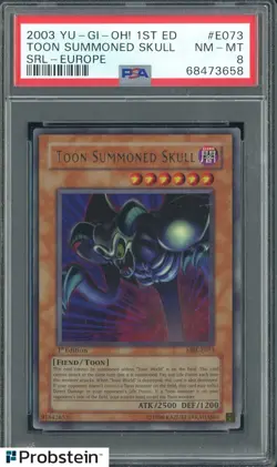 2003 Yu-Gi-Oh! 1st Ed SRL-Europe #E073 Toon Summoned Skull PSA 8 NM-MT - Image 1