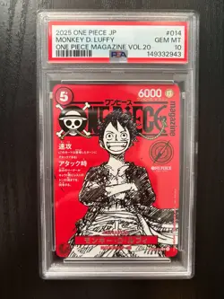 2025 ONE PIECE JPN PROMOS ONE PIECE MAGAZINE VOL.20 #014 MONKEY D. LUFFY PSA 10 - Image 1