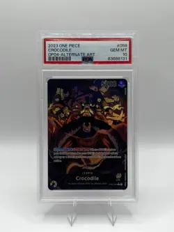 One Piece Crocodile OP04-058 Alt Art Leader Kingdoms of Intrigue PSA 10 English - Image 1