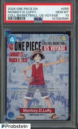 2026 One Piece EN College Basketball US Voyage #055 Monkey D Luffy PSA 10 #2 - Image 1