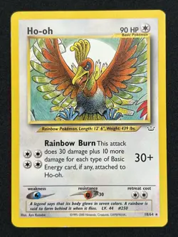 Pokemon TCG Ho-oh 18/64 Neo Revelation Basic Rare Non Holo Card - Image 1