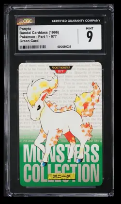 1996 Pokemon Bandai Carddass Part 1 Ponyta CGC 9 Japanese #077 Green Card - Image 1
