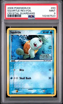 Vintage Pokemon Card EX CRYSTAL GUARDIANS #63 SQUIRTLE-REVERSE HOLO PSA 9 LOWPOP - Image 2