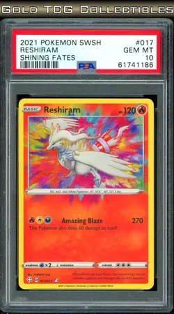 PSA 10 ⭐ Pokemon Reshiram 017 Amazing Rare Shining Fates Full Art Graded Card - Image 1