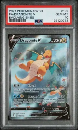 POKEMON DRAGONITE V 2021 SWORD & SHIELD EVOLVING SKIES #192 FA PSA 10 - Image 1